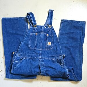 Carhartt Overalls XL TALL Blue Turn Key Buttons Bibs 42x37